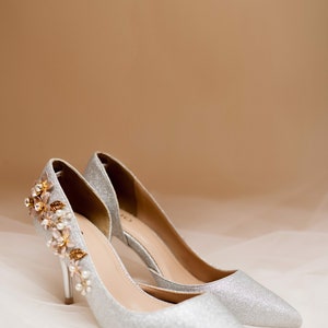 Wedding shoes. Bridal shoes. Fashion shoes. Pearl shoes. Metallic shoes. image 2