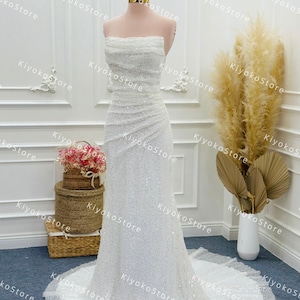 Sparkling mermaid wedding dress. Beaded fabric wedding dress. Prom dresses. Civil wedding dress. Corset dress. Custom wedding dress.