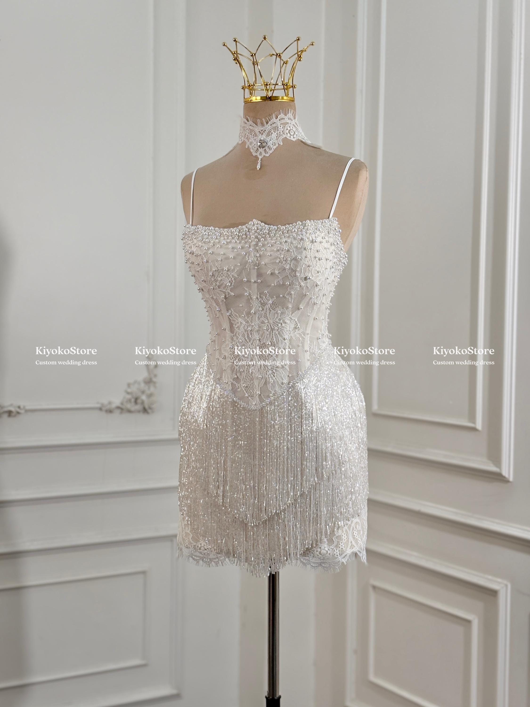 the white gold diamond dress Long Sleeve Women's Wedding Dresses