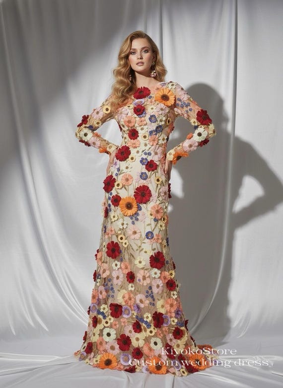 floral engagement dress Wedding Dresses. Boho Wedding Dresses. Multi-colored 3d Floral Lace Wedding Dresses. Civil Wedding Dresses. Dresses Our Simone 3D Floral Maxi Dress is the perfect balance of glamour and tradition Leely Women Ivory Floral Maxi