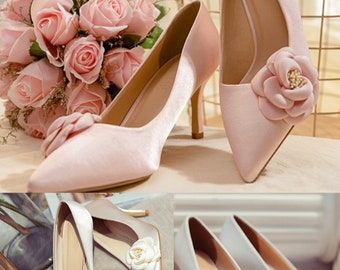 Silk satin wedding shoes. Party shoes. Handmade shoes. Luxury high heels