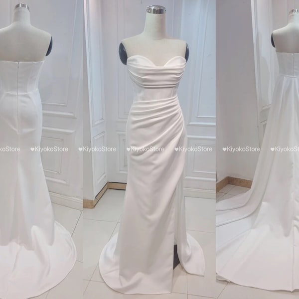 Beautiful 2 in 1 wedding dress. Luxurious satin wedding dress. Glamorous corset wedding dress.