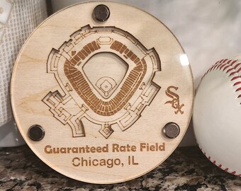 Guaranteed Rate Field Chicago White Sox Stadium Custom MLB Coaster 3D Wood and Acrylic Art, Laser Engraved, Sports Gift, Baseball Gift