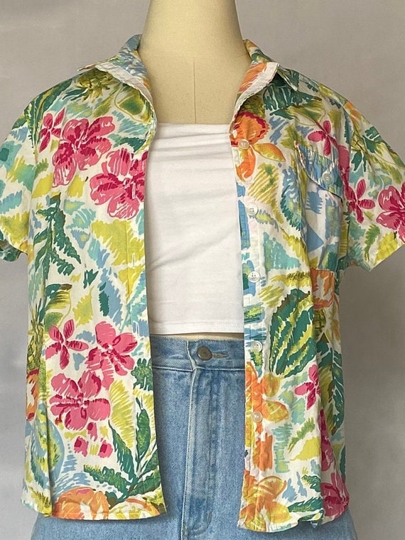 Vintage ‘90s Tropical Button-Up Resort Shirt - image 1