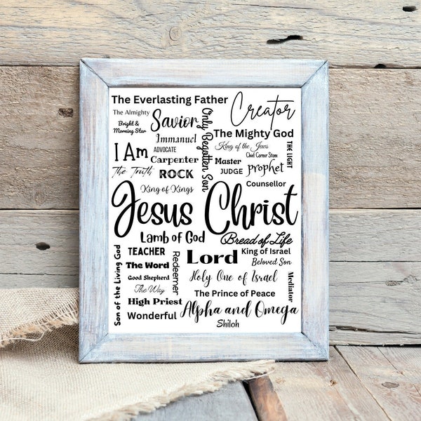 Names of Jesus Christ, Christian Art, Easter Gift, Titles of our Savior