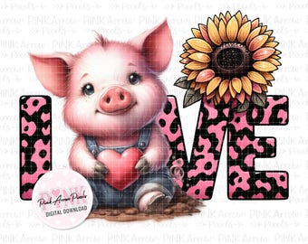 Digital nedladdning av bedårande smågrisdjur med sublimering - PNG- och PDF-filer