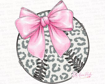 Rosa rosettbaseboll PNG – Coquette Softball Design, Leopardmönstrad boll, Sublimering för tjejsporter, Söt matchdagströja PNG