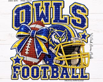 Owls Football PNG | Bling Football DTF & Sublimation Design