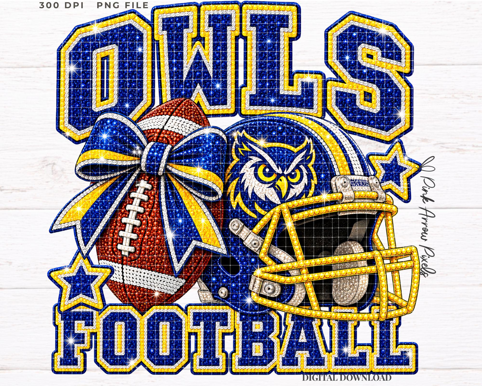 Owls Football PNG | Bling Football DTF & Sublimation Design