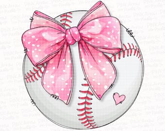 Coquette Baseball PNG: Rosa rosett, matchdagsdesign (digital nedladdning)