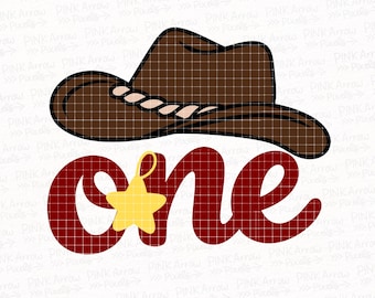 Pakiet PNG z okazji pierwszych urodzin kowboja – projekt Western ONE, plik SVG do cięcia na imprezę rodeo