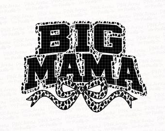 Big Mama PNG – Leopard Print Bow Design, Retro Bold Mama Shirt Graphic
