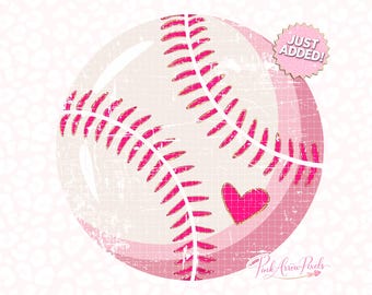 Rosa baseboll PNG – Flickig softbolldesign med hjärta, grafik med nödsituationer i sporter