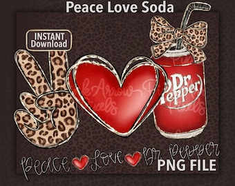 Peace Love Soda PNG – Retro söt leopardsoda inspirerad design