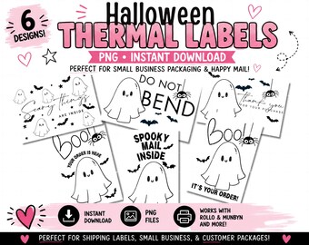 ハロウィン配送ラベル、不気味な郵便物PNG画像、感熱プリンター用ラベル（デジタルダウンロード）