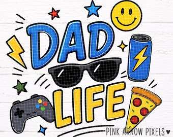 Dad Life PNG | Zniszczona, solidna grafika, projekt na Dzień Ojca (rysunek odręczny w Procreate)