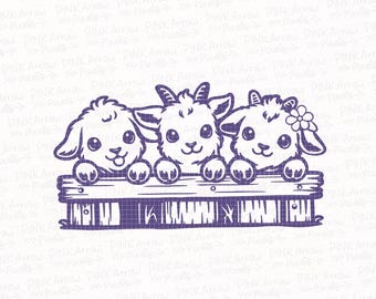 Getter som kikar SVG – Staketdesign med gårdsdjur (digital nedladdning)