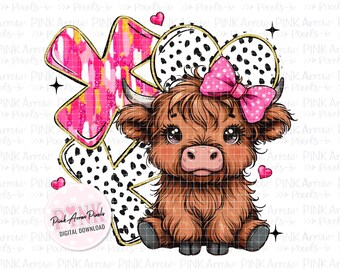 Vaca de las Tierras Altas de San Valentín PNG: Imagen digital XOXO (PDF)