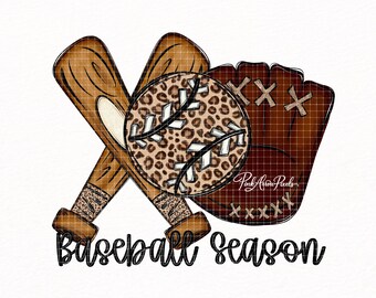 Basebollsäsong PNG – Leopardmönster för baseboll, slagträ och handskedesign, grafik för softbollsmammaskjorta