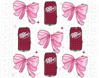 Läsk och rosa rosetter PNG: Sublimeringsdesign för tjejig läskälskare (digital nedladdning)