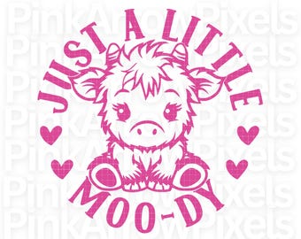 Bara en liten stämningsfull SVG Highland Cow - Ko sublimeringsdesign - Digital nedladdning