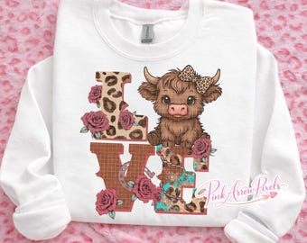 Sublimeringsdesign för västerländsk alla hjärtans dag I Höglandskon-kärleksdesign (digital nedladdning)