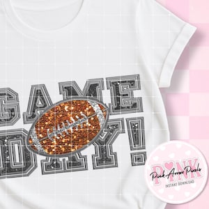 Football Mom Glitter PNG: Faux Embroidery Design (Digital Download)