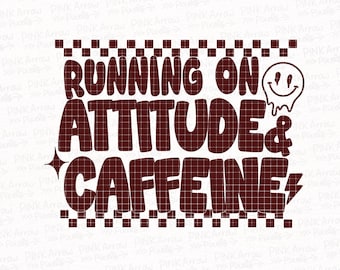 Löpning på attityd och koffein PNG – Rolig retrocitatdesign