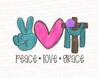 Fred Kärlek Nåd PNG, Kristen Påsk Sublimeringsdesign (Digital Nedladdning)