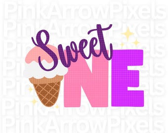 Sweet One SVG PNG • Ice Cream Cricut Cut File • First Birthday • Digital Download