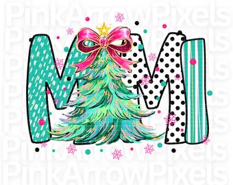 Mimi julgran PNG, Retro Nana-högtidsdesign (digital nedladdning)