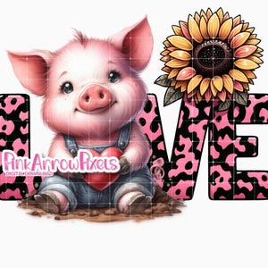 Adorable Piglet Farm Animal Sublimation Digital Download - PNG & PDF Files