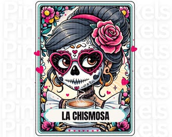 La Chismosa Tarot Card PNG: Gossip Lover digital nedladdning