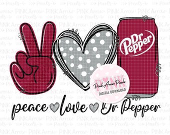 Peace Love Soda PNG: Retro Cola Can Doodle (Digital Download)