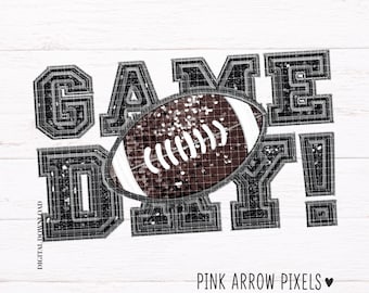 Matchdagsfotboll PNG – Faux broderi glitterdesign (digital nedladdning)