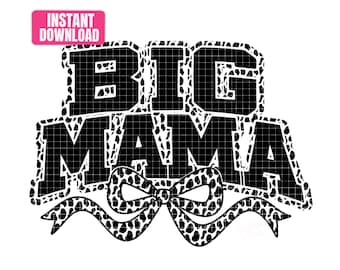 Big Mama PNG – Diseño de lazo con estampado de leopardo, gráfico retro para camiseta de mamá atrevida