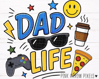 Dad Life PNG | Zniszczona, solidna grafika, projekt na Dzień Ojca (rysunek odręczny w Procreate)