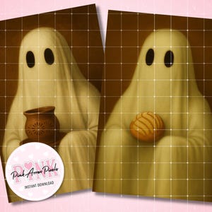 Mexican Halloween Ghost Art Print: Pan Dulce & Cafecito (Digital Download)