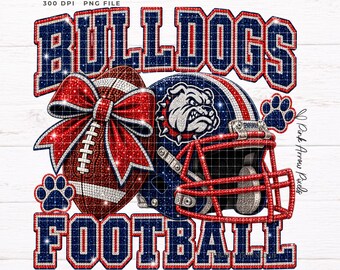 Bulldogs Football PNG | Bling Football DTF & Sublimation Design