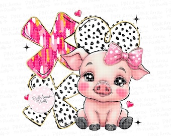 Piglet xoxo I Pink Farm Animal Sublimation Design I Valentine PNG Download