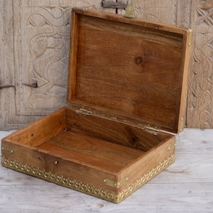 Traditional Solid Wood Box with Brass Fittings: A Timeless Gift of Elegance image 3