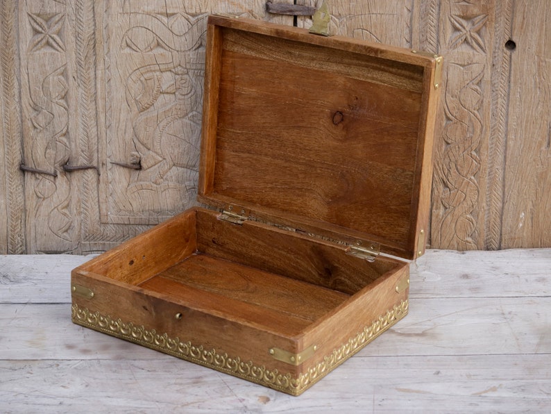 Traditional Solid Wood Box with Brass Fittings: A Timeless Gift of Elegance image 3