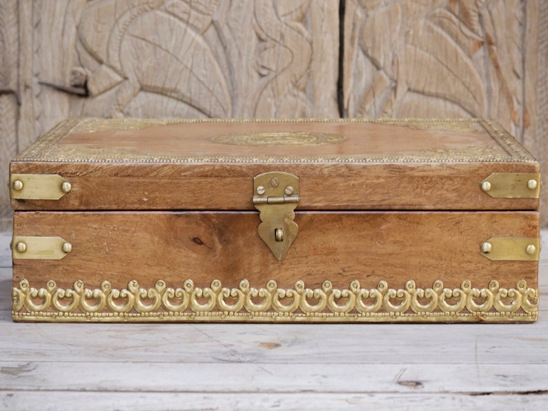 Traditional Solid Wood Box with Brass Fittings: A Timeless Gift of Elegance image 5