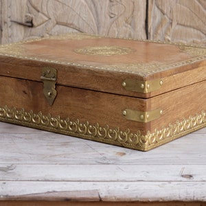 Traditional Solid Wood Box with Brass Fittings: A Timeless Gift of Elegance image 2