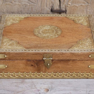 Traditional Solid Wood Box with Brass Fittings: A Timeless Gift of Elegance image 4