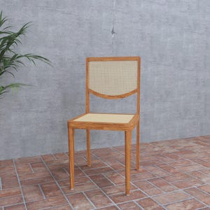 Vintage Rattan Dining Chair – Rustic Chair for Dining Set & Living Room – Elegant Home Design Furniture