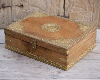Traditional Solid Wood Box with Brass Fittings: A Timeless Gift of Elegance