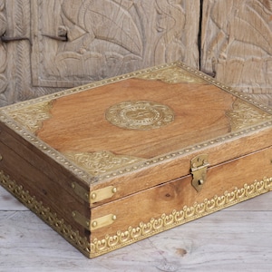 Traditional Solid Wood Box with Brass Fittings: A Timeless Gift of Elegance image 6