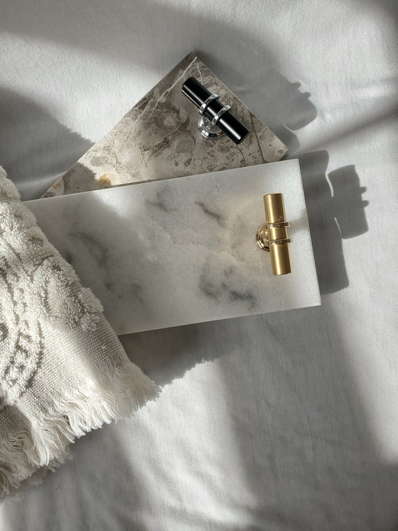 White Marble Tray, Genuine Marble Tray , Tray for Bathroom/Kitchen/Vanity /Perfume, Holder for Candles, Mother's day gift ide