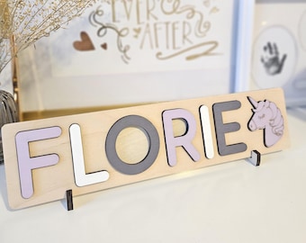 Wooden Personalized Name Puzzle, Gift for Kids, Name Puzzles for Toddlers, Montessori Baby Toys, First Birthday Gift, Baby Shower Gift
